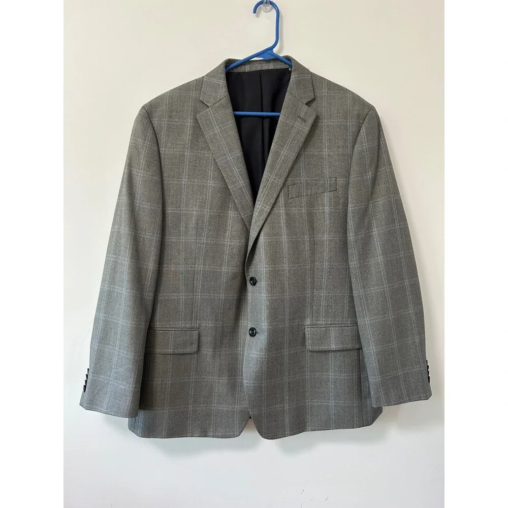 Michael Kors Mens Grey Glen Plaid Two Button Blazer Sport Coat Jacket 46R